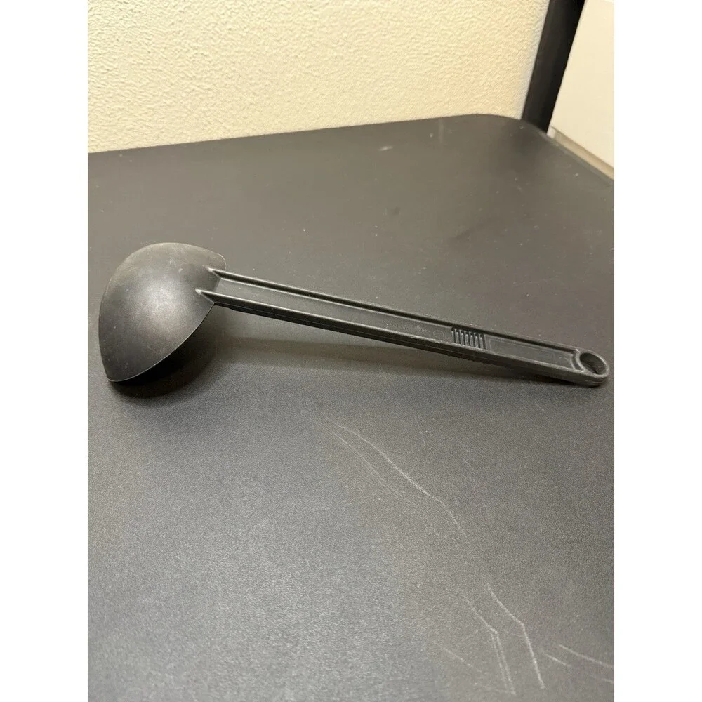 Vintage T-Fal Black Plastic Soup Ladle Kitchen Utensil Heat-Resistant Spoon